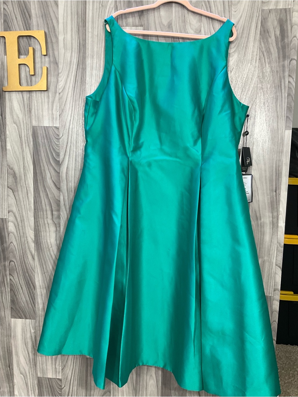 Adrianna Papell Girls' Teal Satin A-Line Party Dress - Picture 3 of 8